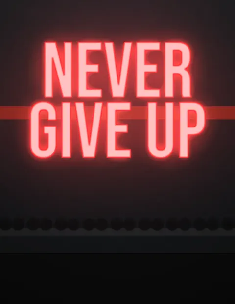 Never Give Up neon sign (design render)