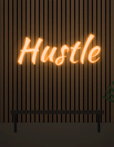 Hustle neon sign (design render)
