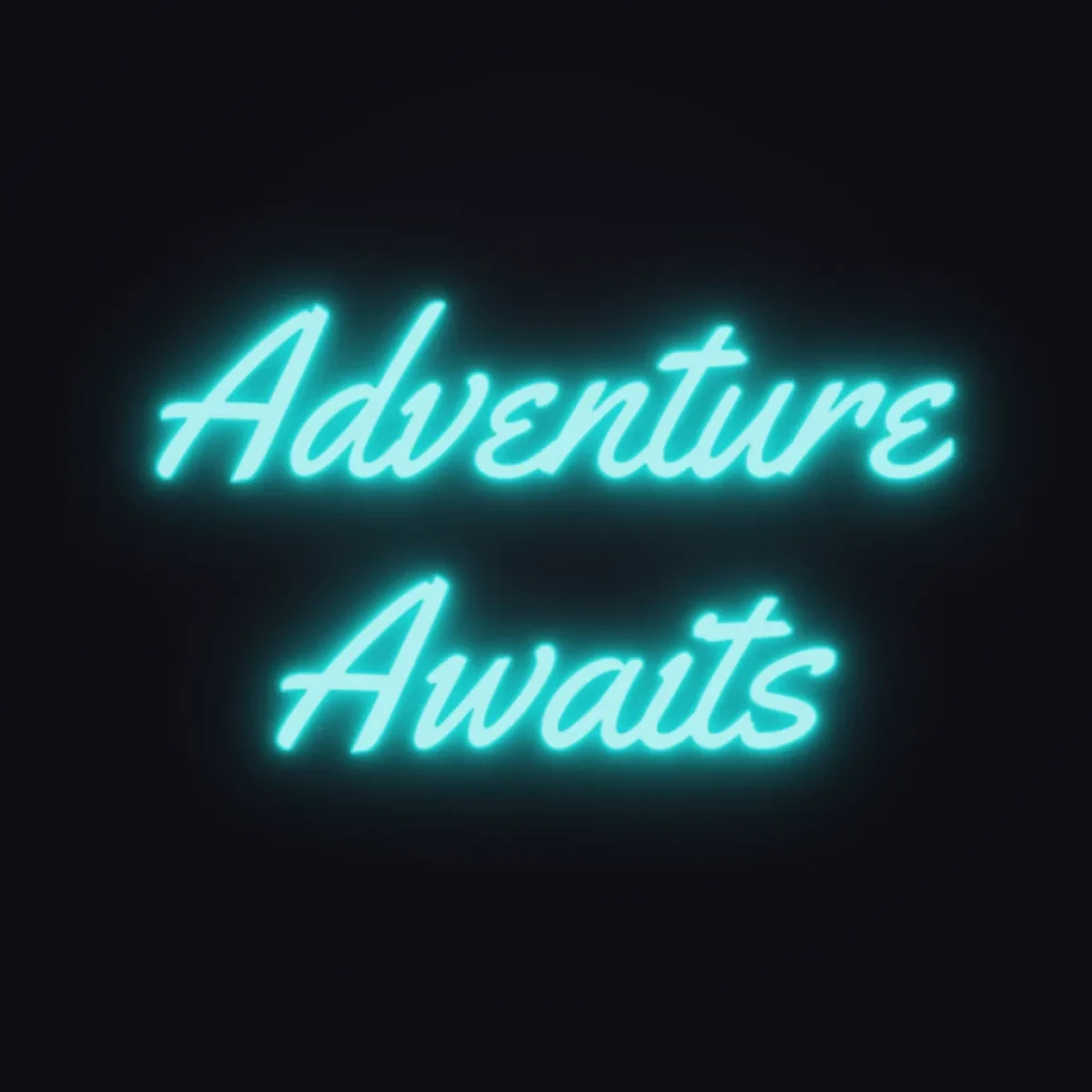 Adventure Awaits Neon Sign — Turquoise LED neon (design render)