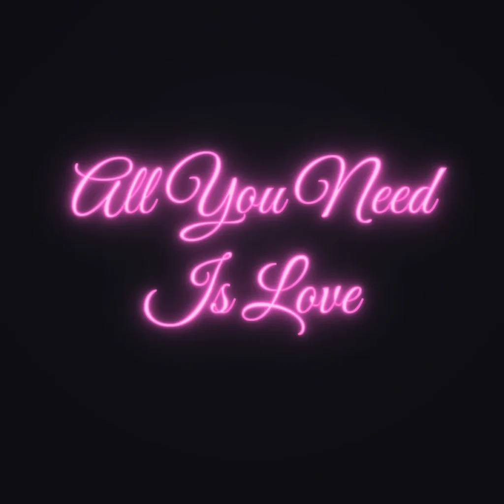 All You Need Is Love Neon Sign — Pink LED neon (design render)