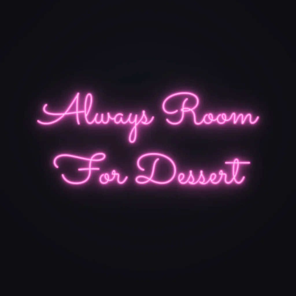 Always Room For Dessert Neon Sign — Pink LED neon (design render)