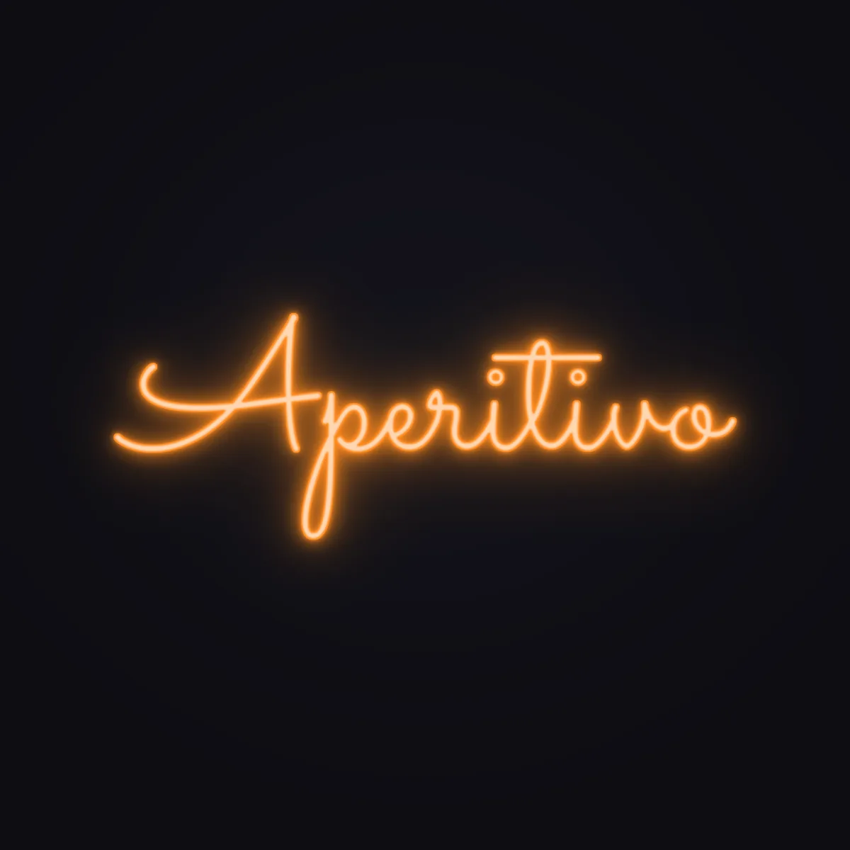 Aperitivo Neon Sign — Orange LED neon (design render)