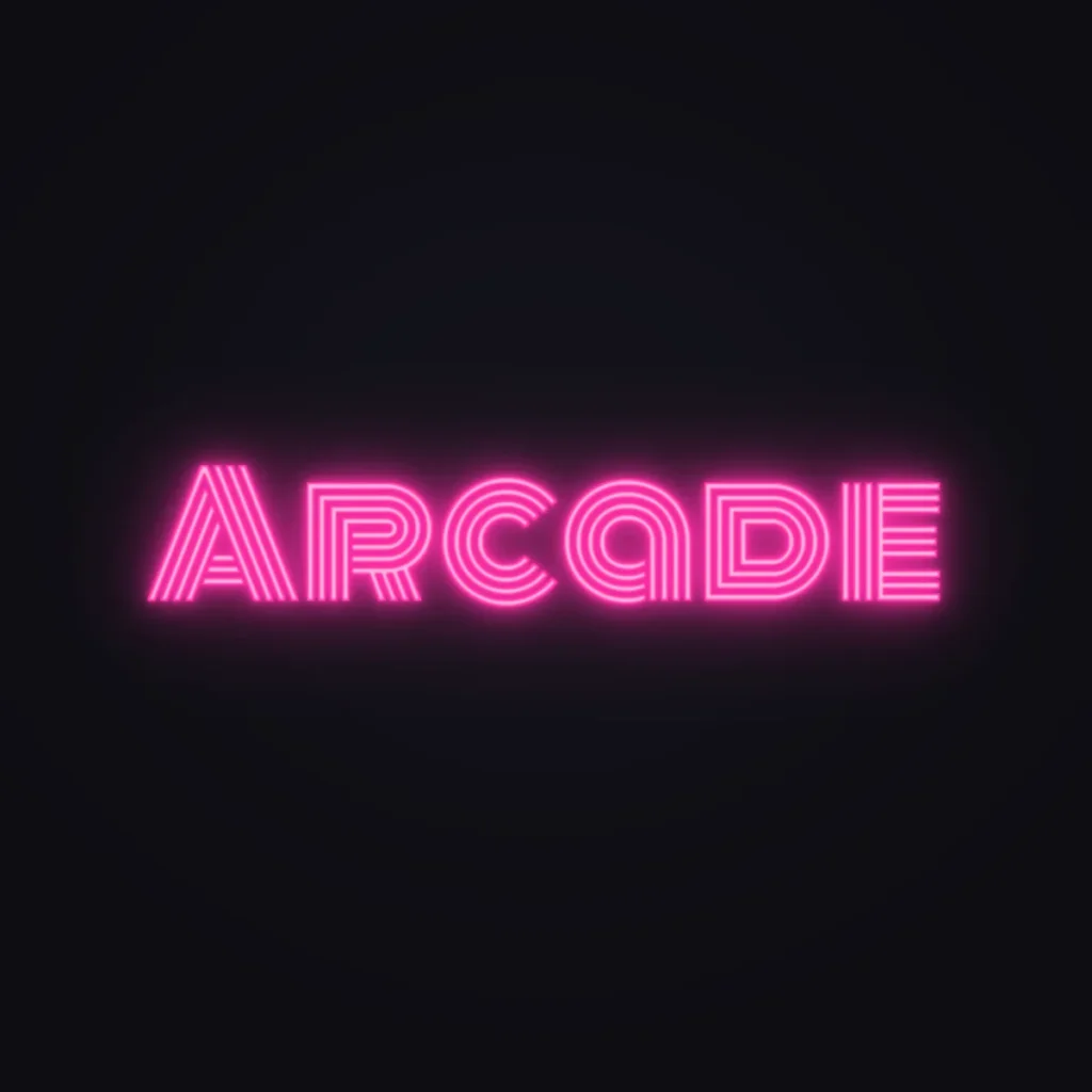 Arcade Neon Sign — Hot Pink LED neon (design render)