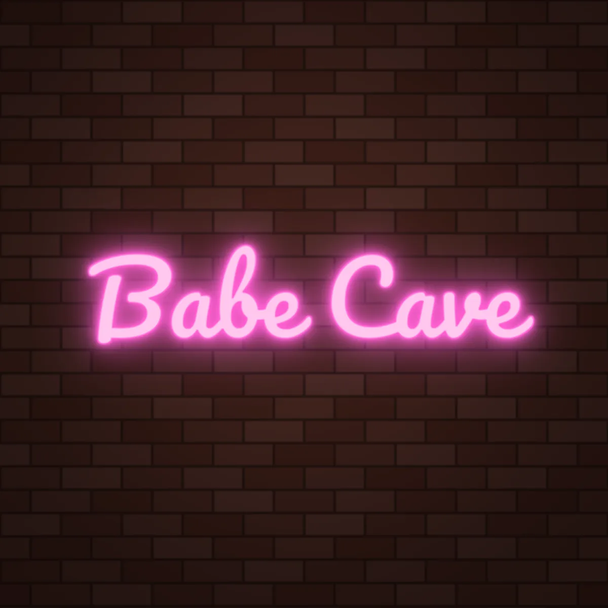 Babe Cave Neon Sign on a brick wall (design render)