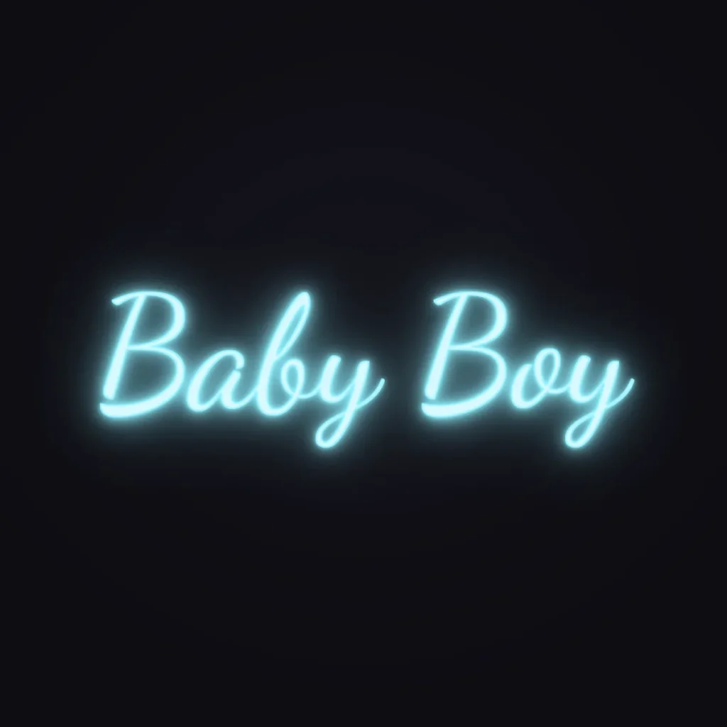 Baby Boy Neon Sign — Ice Blue LED neon (design render)