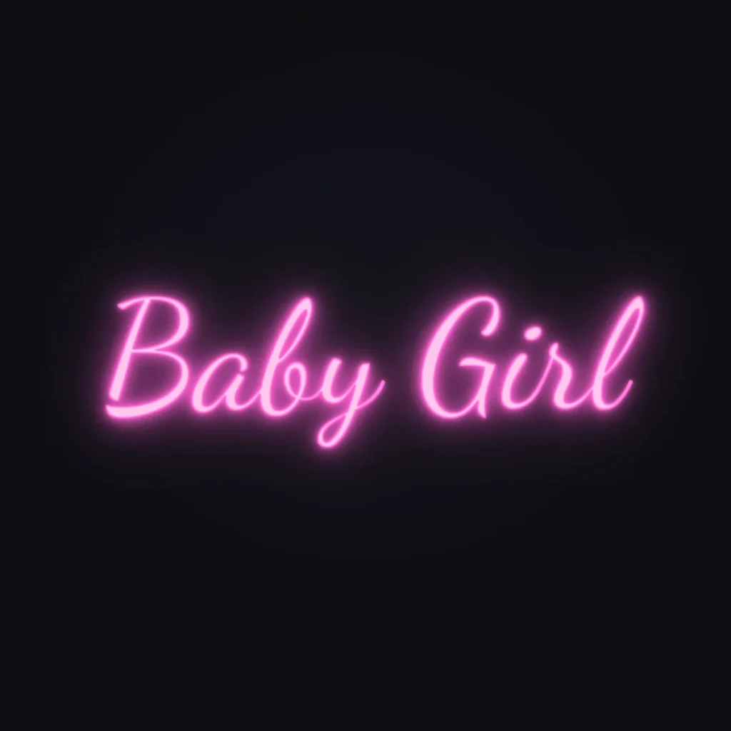 Baby Girl Neon Sign — Pink LED neon (design render)