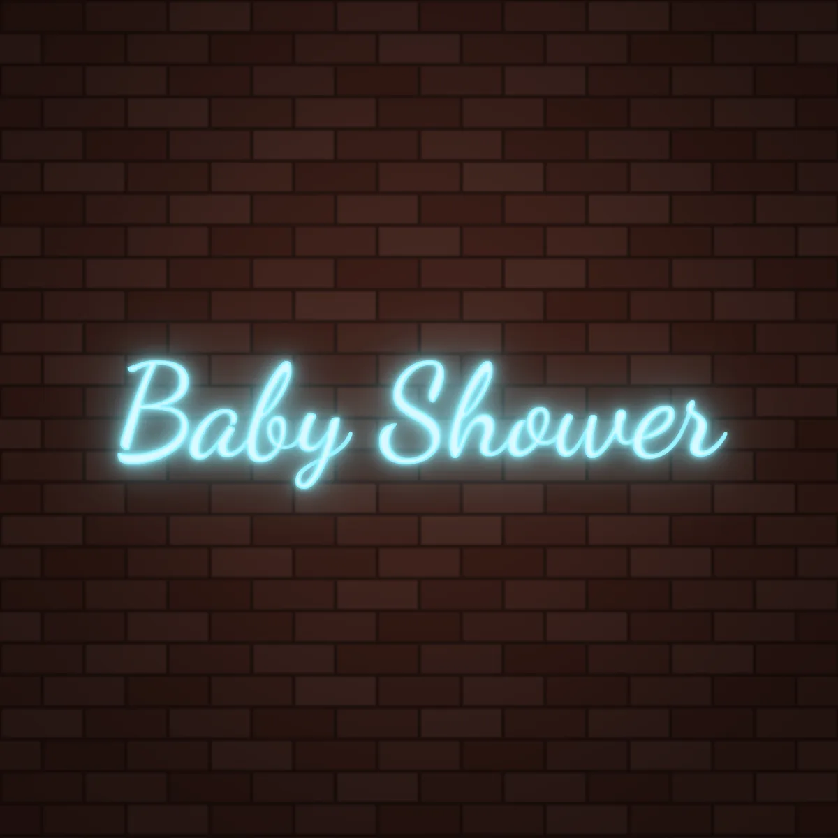 Baby Shower Neon Sign on a brick wall (design render)