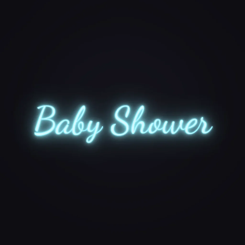 Baby Shower Neon Sign — Ice Blue LED neon (design render)