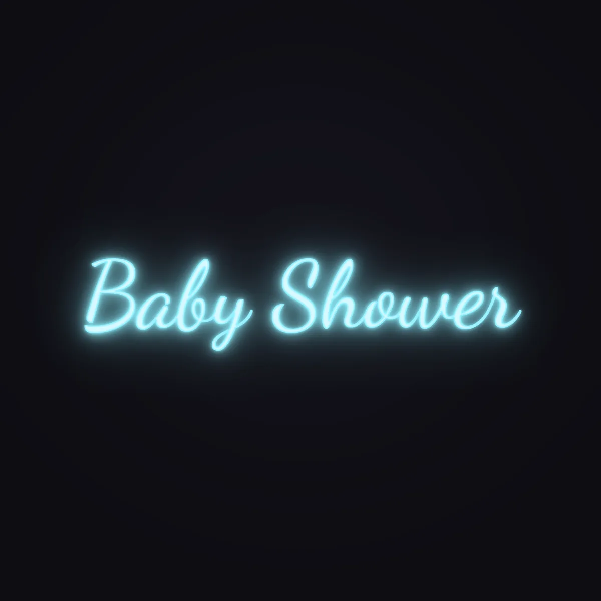 Baby Shower Neon Sign — Ice Blue LED neon (design render)