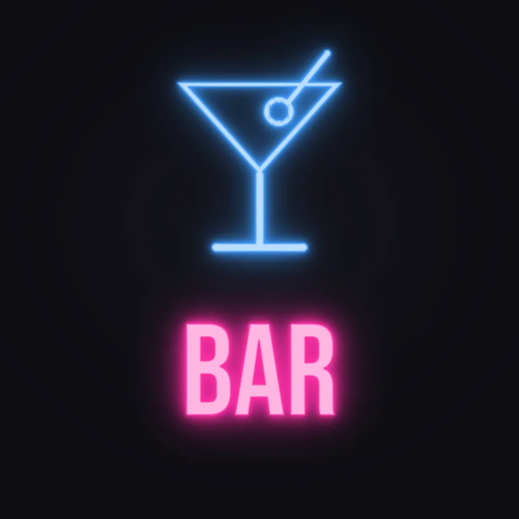 Bar Martini Neon Sign — Hot Pink LED neon (design render)