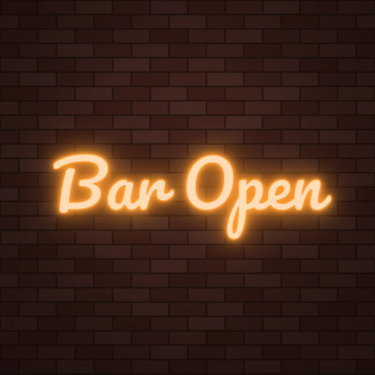 Bar Open Neon Sign on a brick wall (design render)