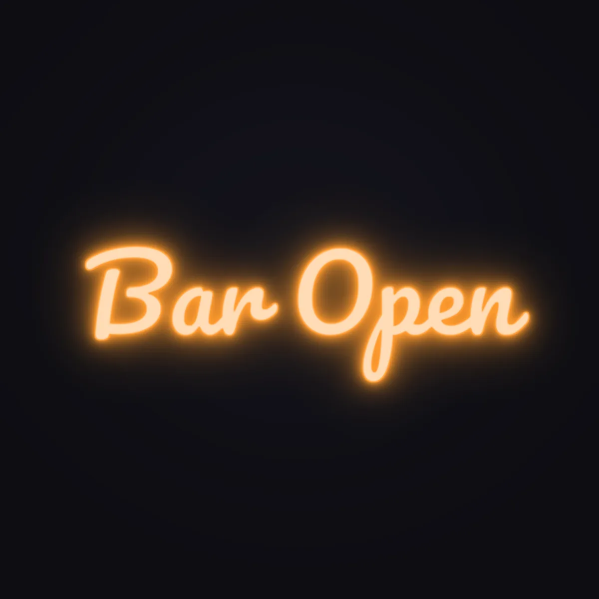 Bar Open Neon Sign — Orange LED neon (design render)