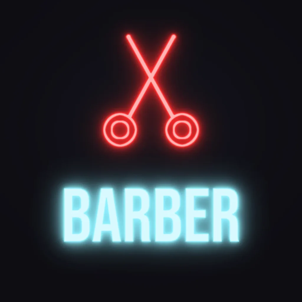 Barber Scissors Neon Sign — Ice Blue LED neon (design render)