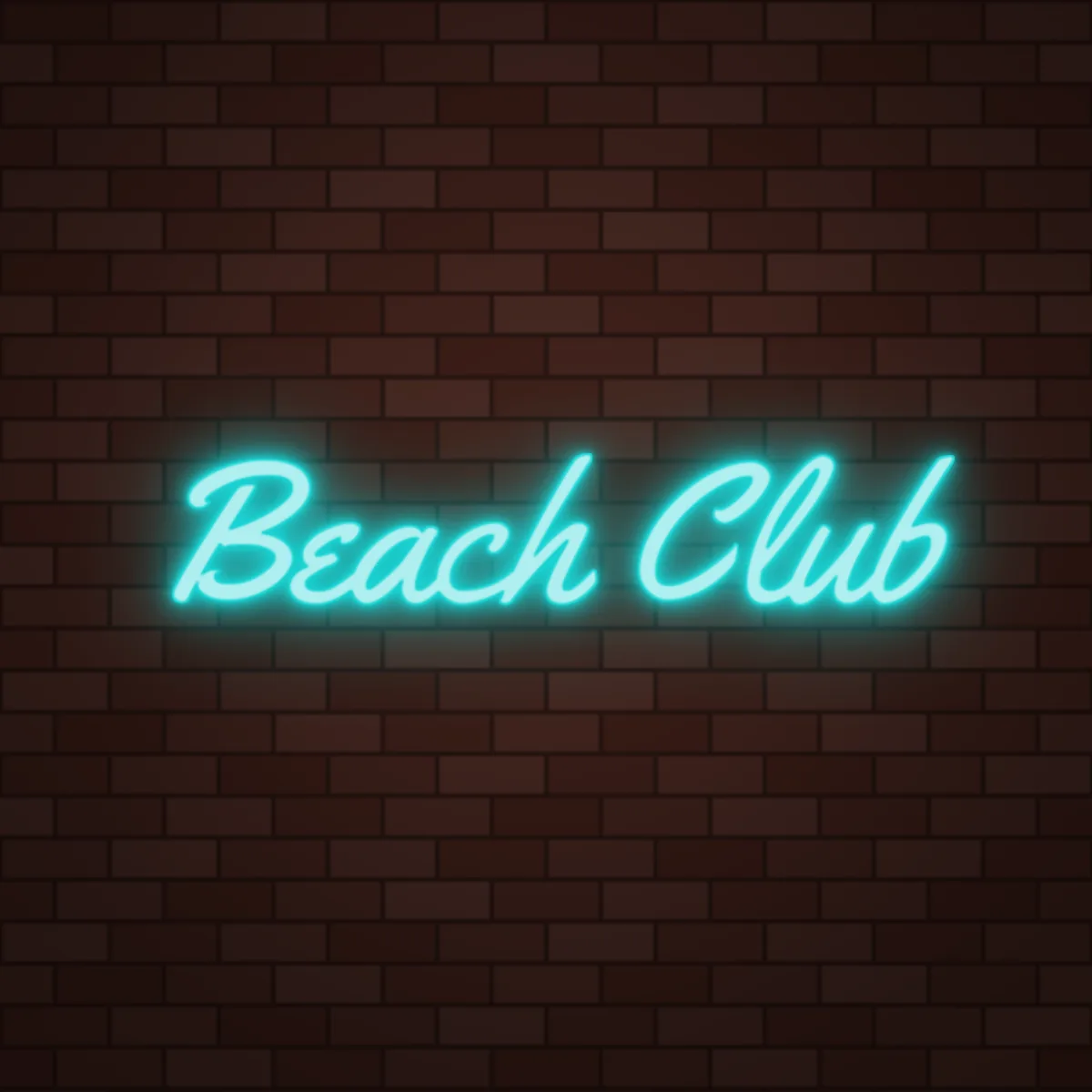 Beach Club Neon Sign on a brick wall (design render)