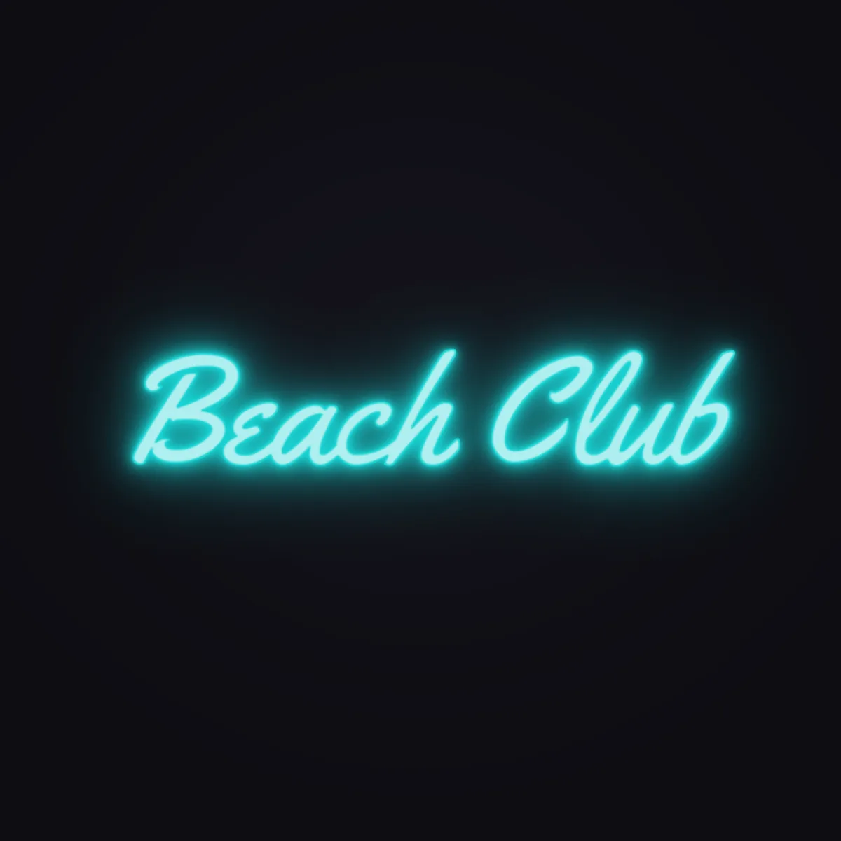 Beach Club Neon Sign — Turquoise LED neon (design render)