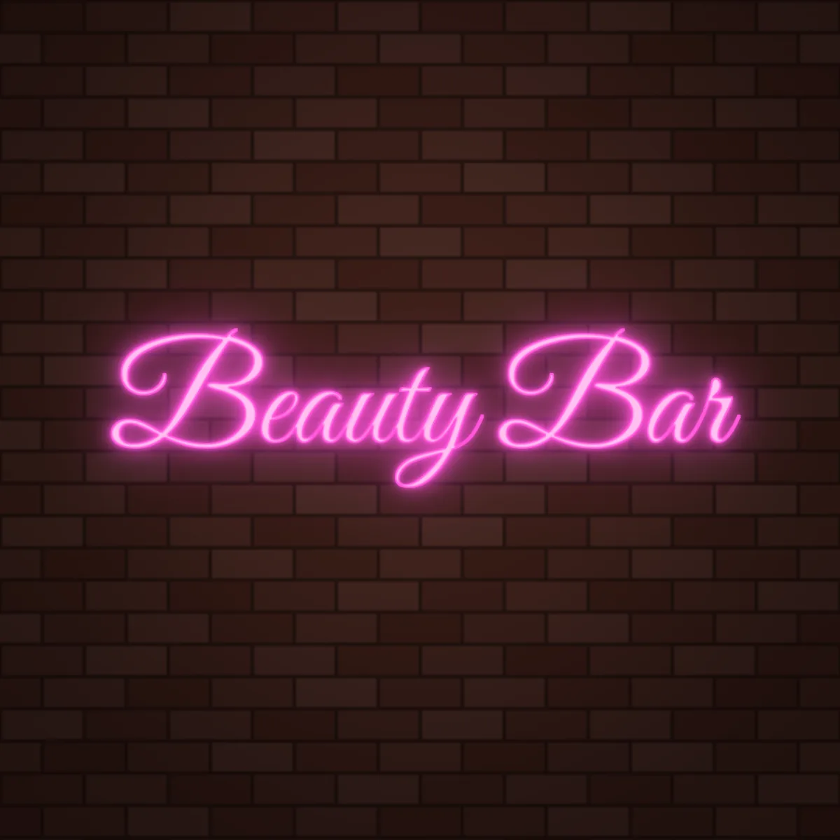 Beauty Bar Neon Sign on a brick wall (design render)