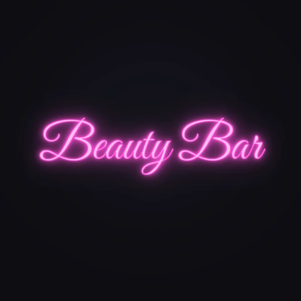 Beauty Bar Neon Sign — Pink LED neon (design render)