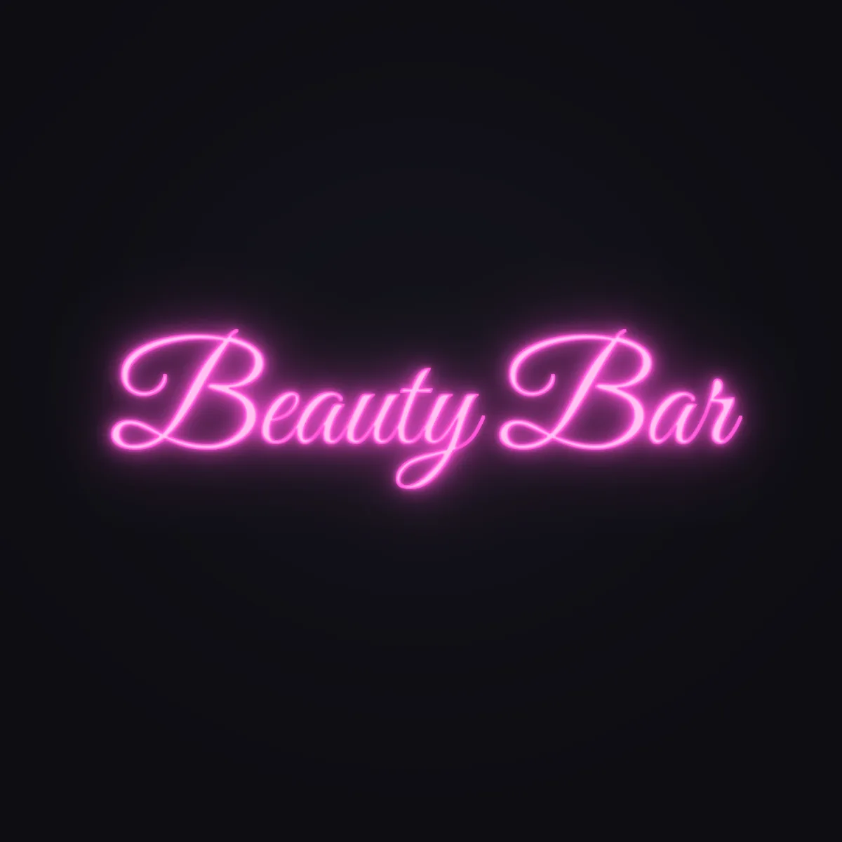 Beauty Bar Neon Sign — Pink LED neon (design render)