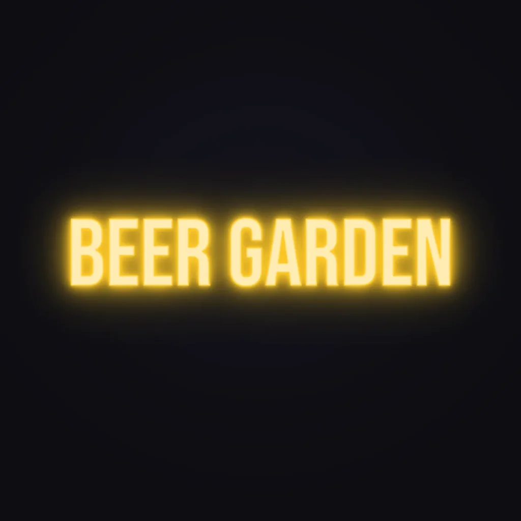 BEER GARDEN Neon Sign — Golden Yellow LED neon (design render)