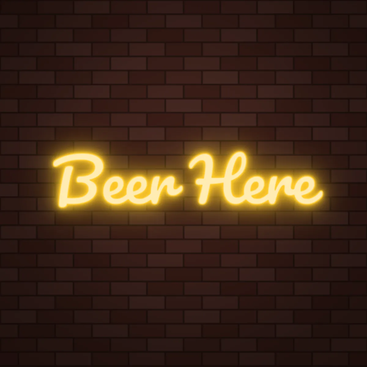 Beer Here Neon Sign on a brick wall (design render)