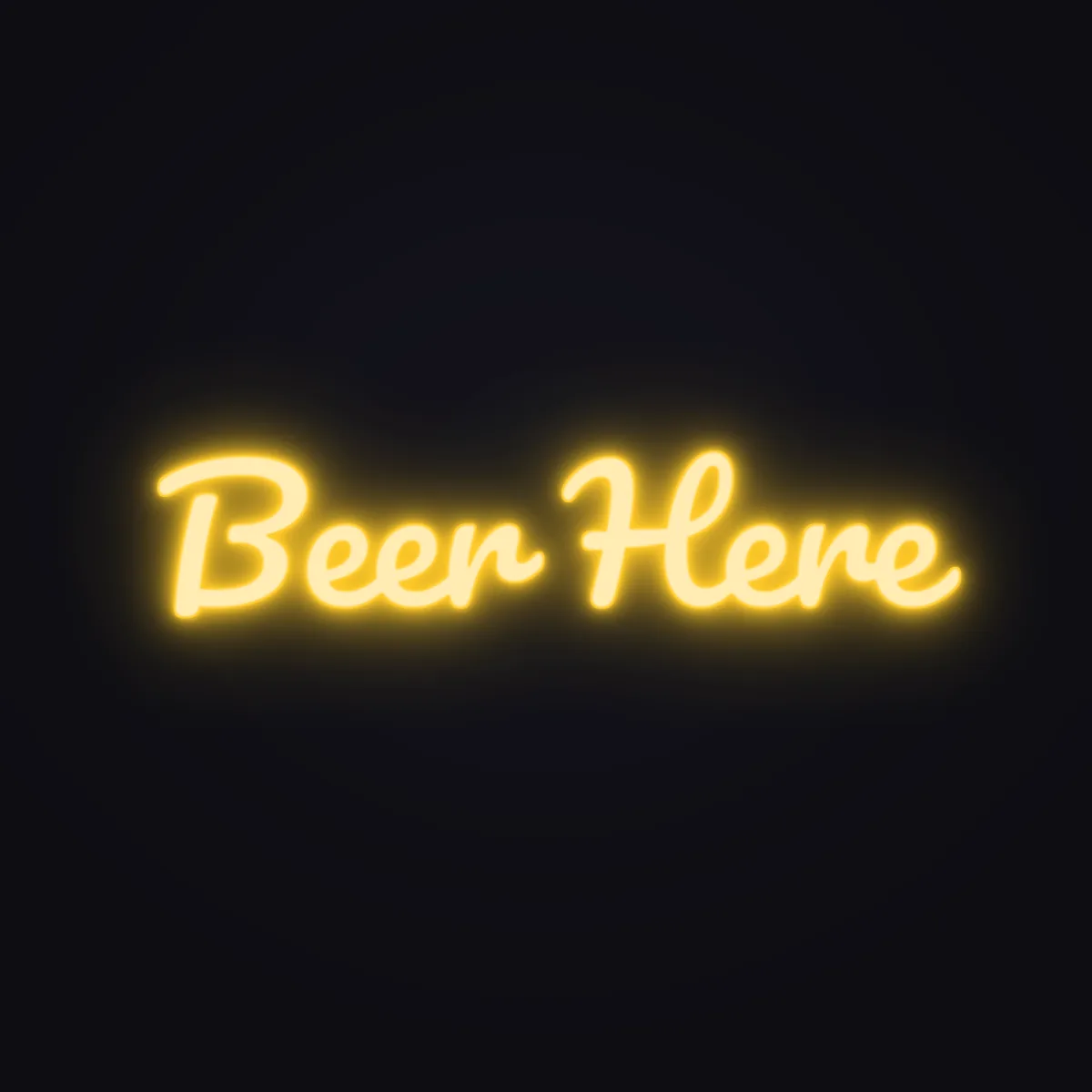 Beer Here Neon Sign — Golden Yellow LED neon (design render)