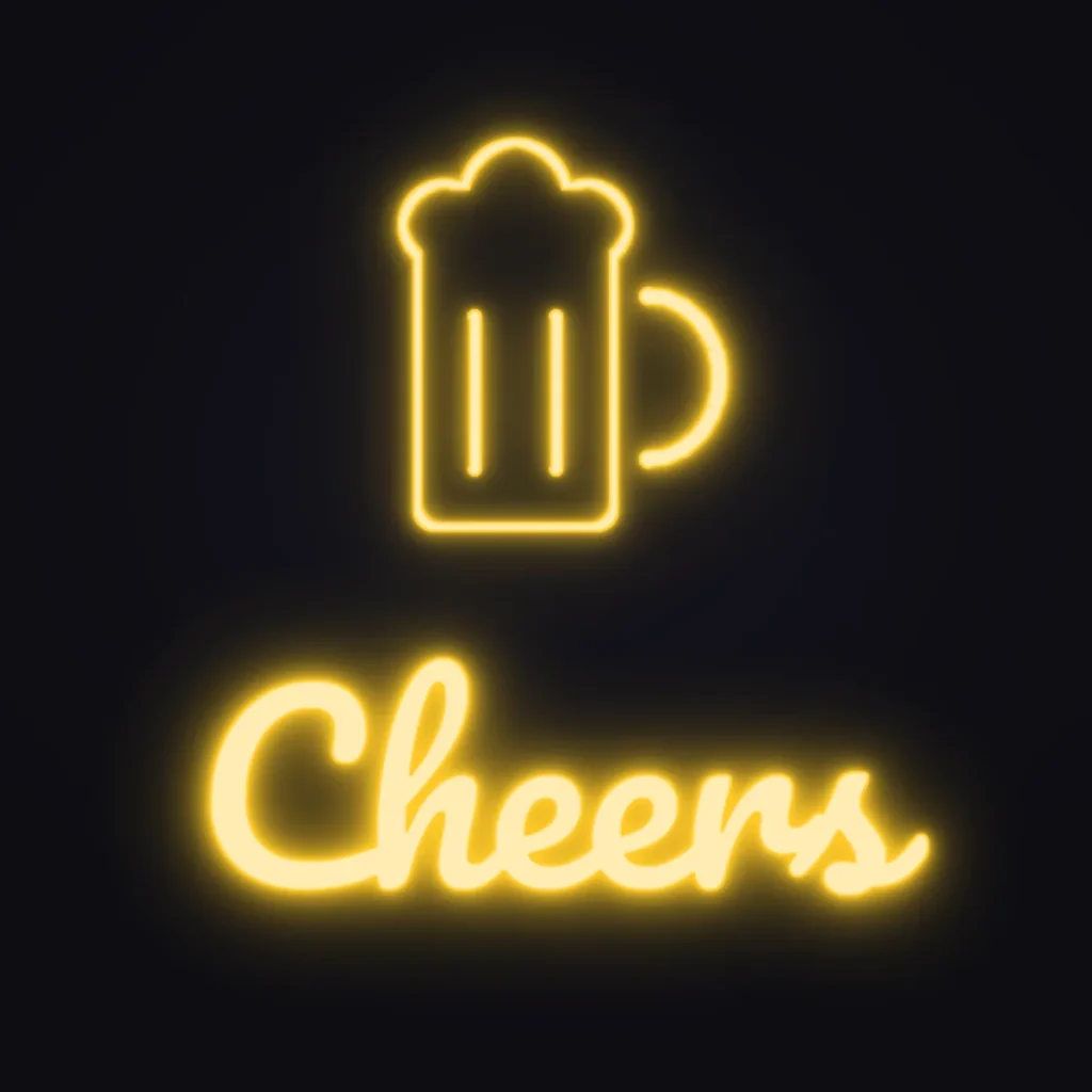 Beer Mug Cheers Neon Sign — Golden Yellow LED neon (design render)