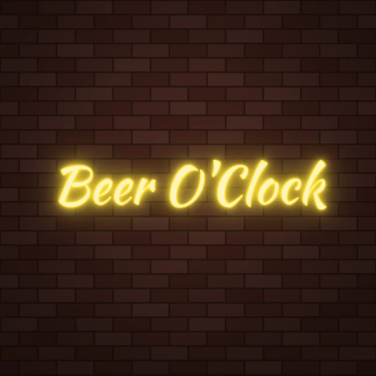 Beer O'Clock Neon Sign on a brick wall (design render)