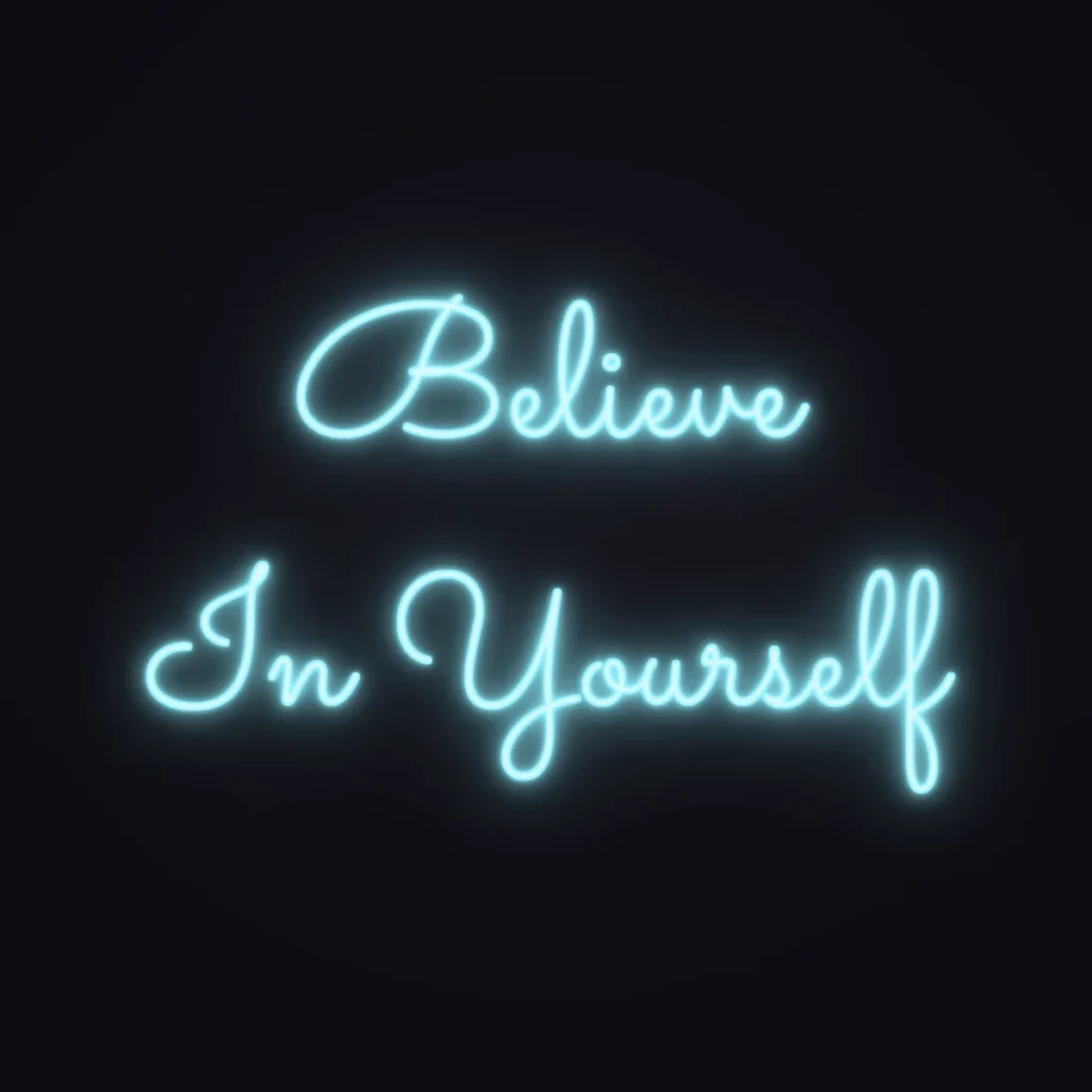 Believe In Yourself Neon Sign — Ice Blue LED neon (design render)