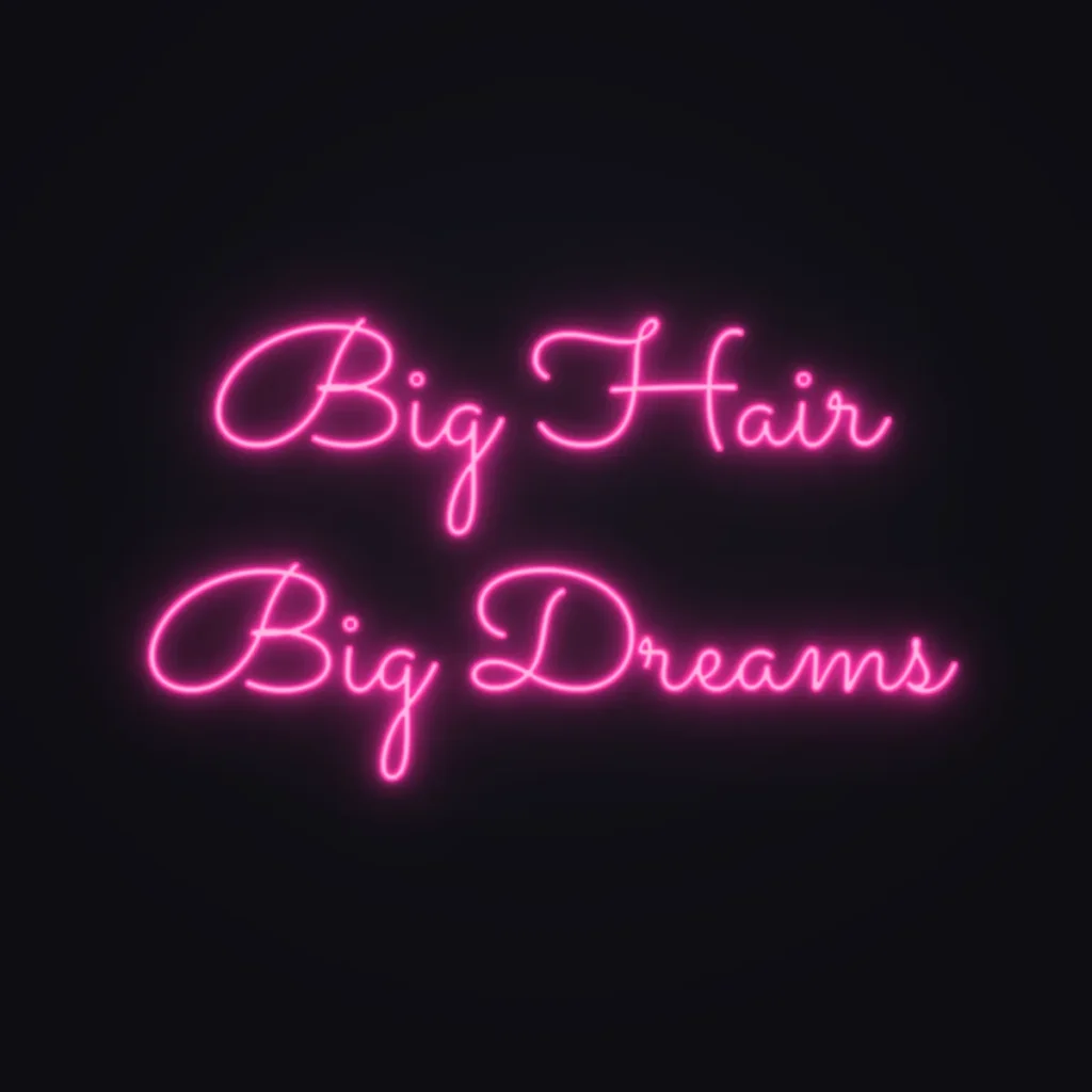 Big Hair Big Dreams Neon Sign — Hot Pink LED neon (design render)