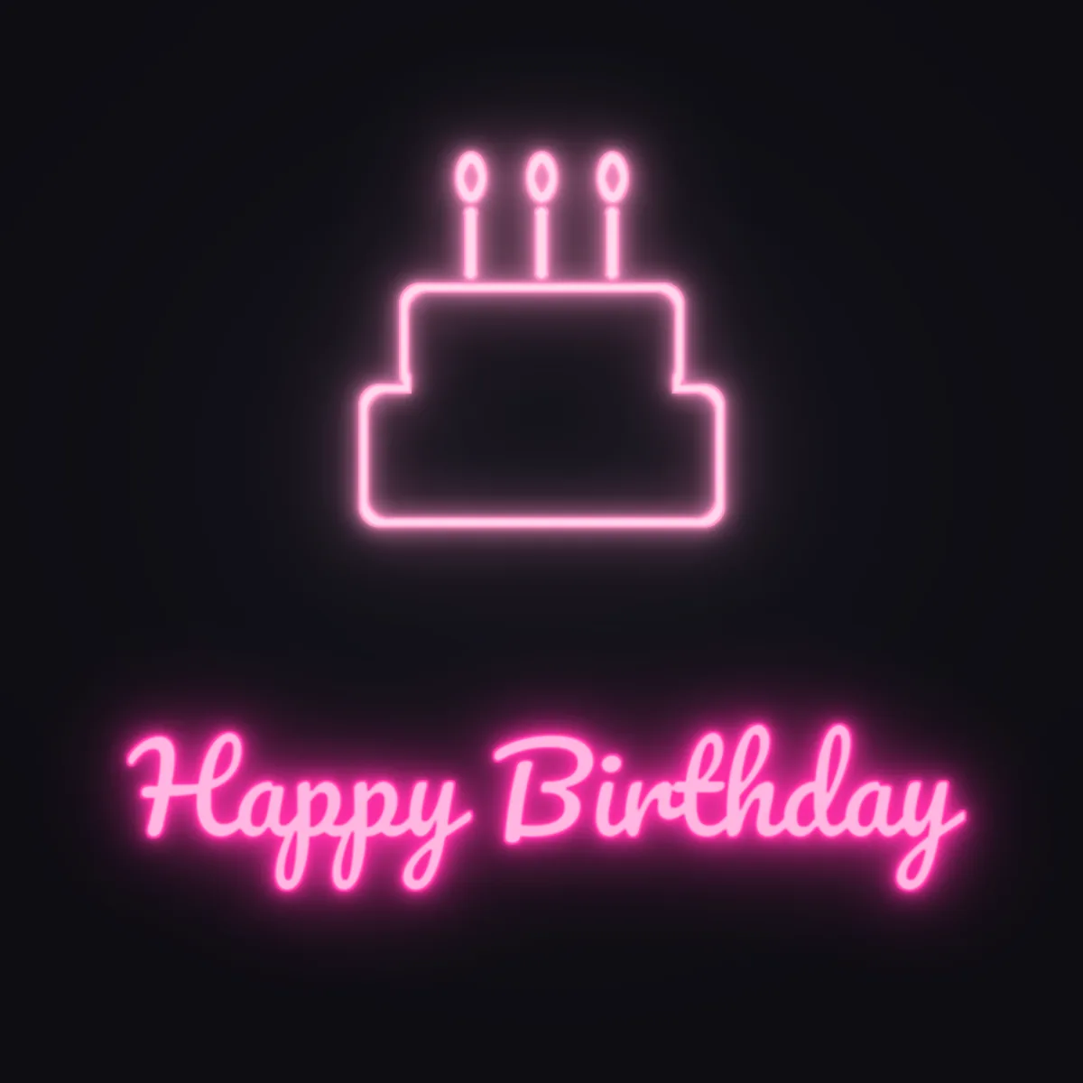 Birthday Cake Neon Sign — Hot Pink LED neon (design render)