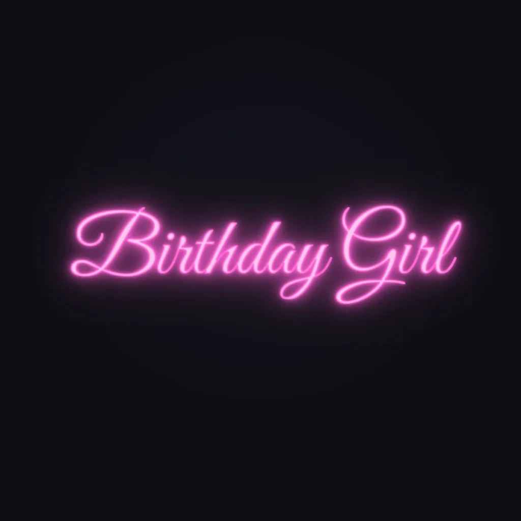 Birthday Girl Neon Sign — Pink LED neon (design render)