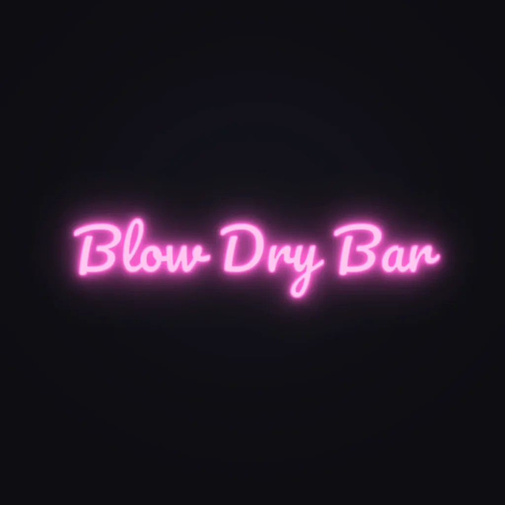 Blow Dry Bar Neon Sign — Pink LED neon (design render)