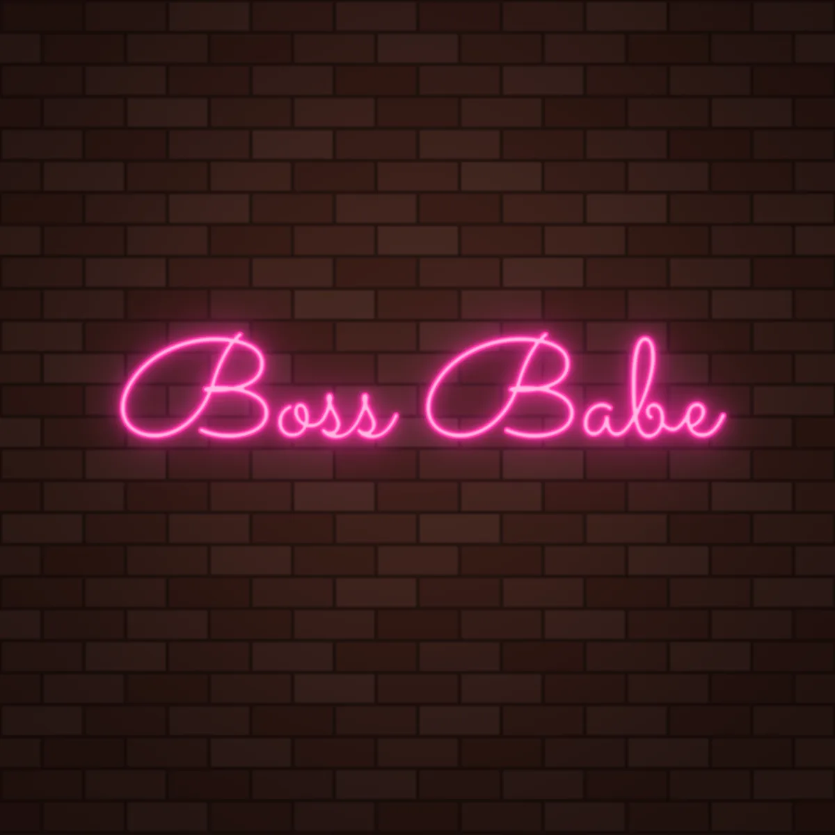 Boss Babe Neon Sign on a brick wall (design render)