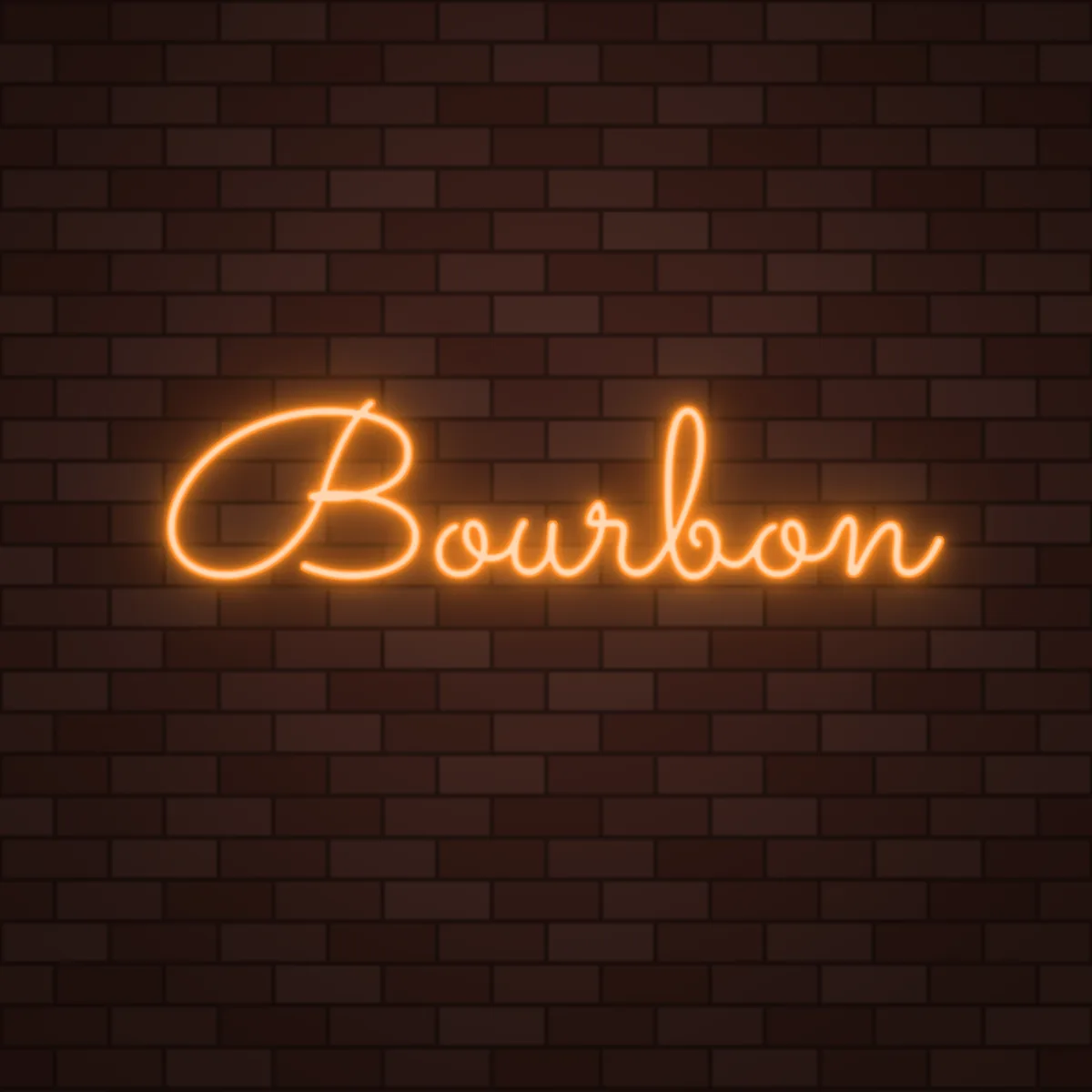 Bourbon Neon Sign on a brick wall (design render)