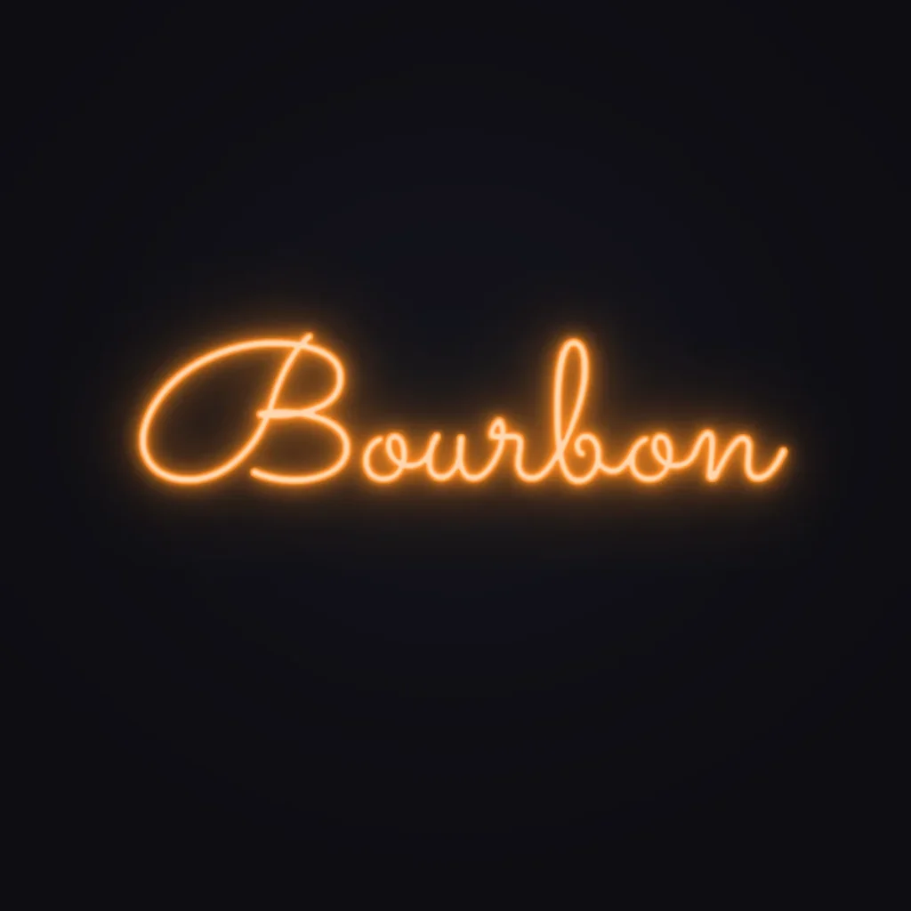 Bourbon Neon Sign — Orange LED neon (design render)