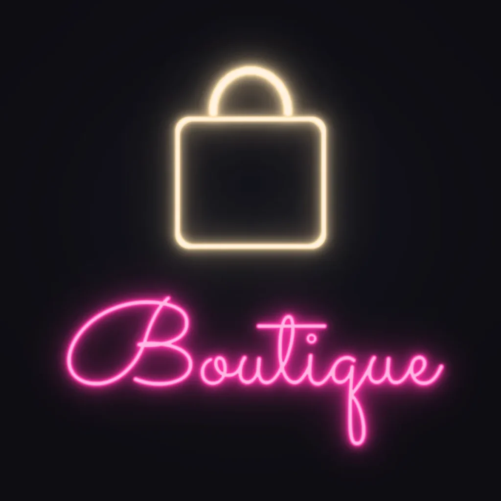 Boutique Bag Neon Sign — Hot Pink LED neon (design render)