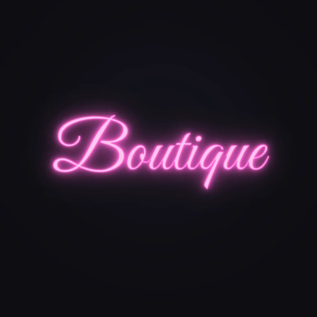 Boutique Neon Sign — Pink LED neon (design render)