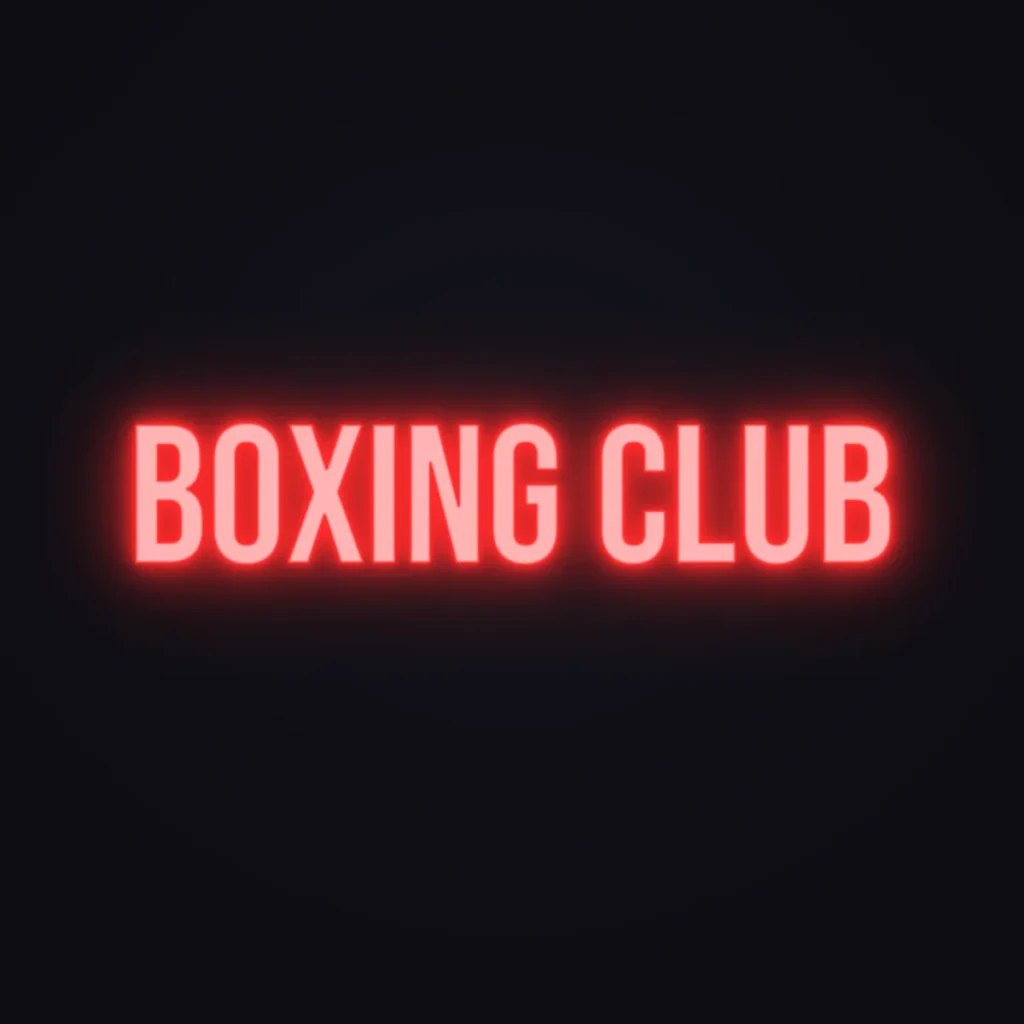BOXING CLUB Neon Sign — Red LED neon (design render)