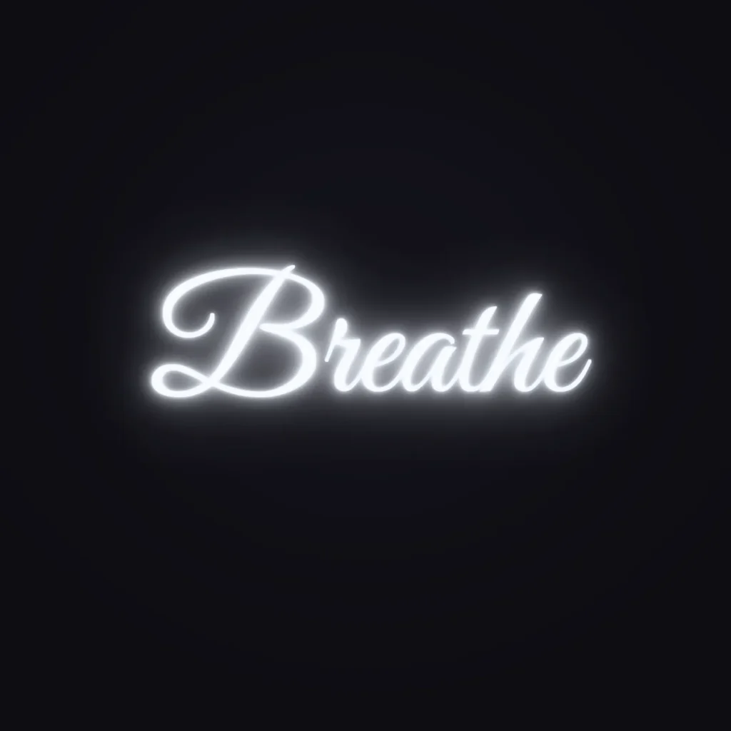 Breathe Neon Sign — White LED neon (design render)
