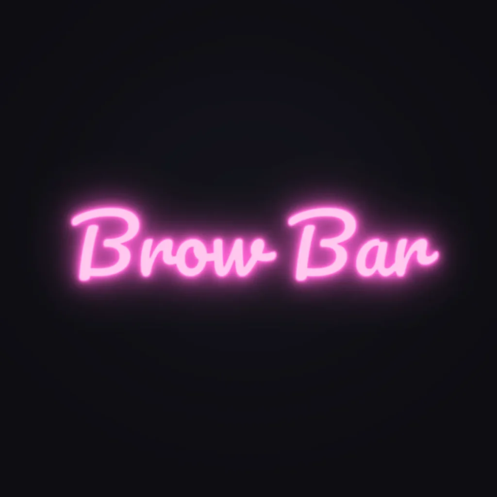 Brow Bar Neon Sign — Pink LED neon (design render)