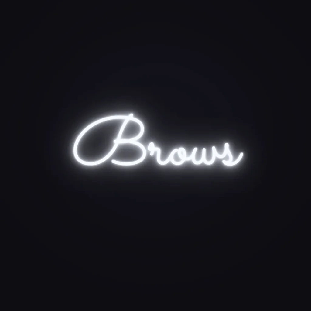 Brows Neon Sign — White LED neon (design render)