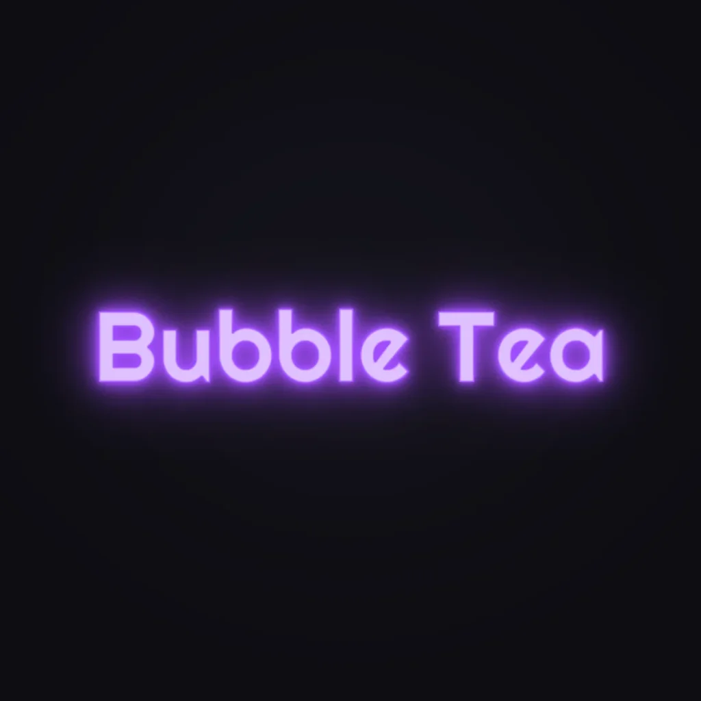 Bubble Tea Neon Sign — Purple LED neon (design render)