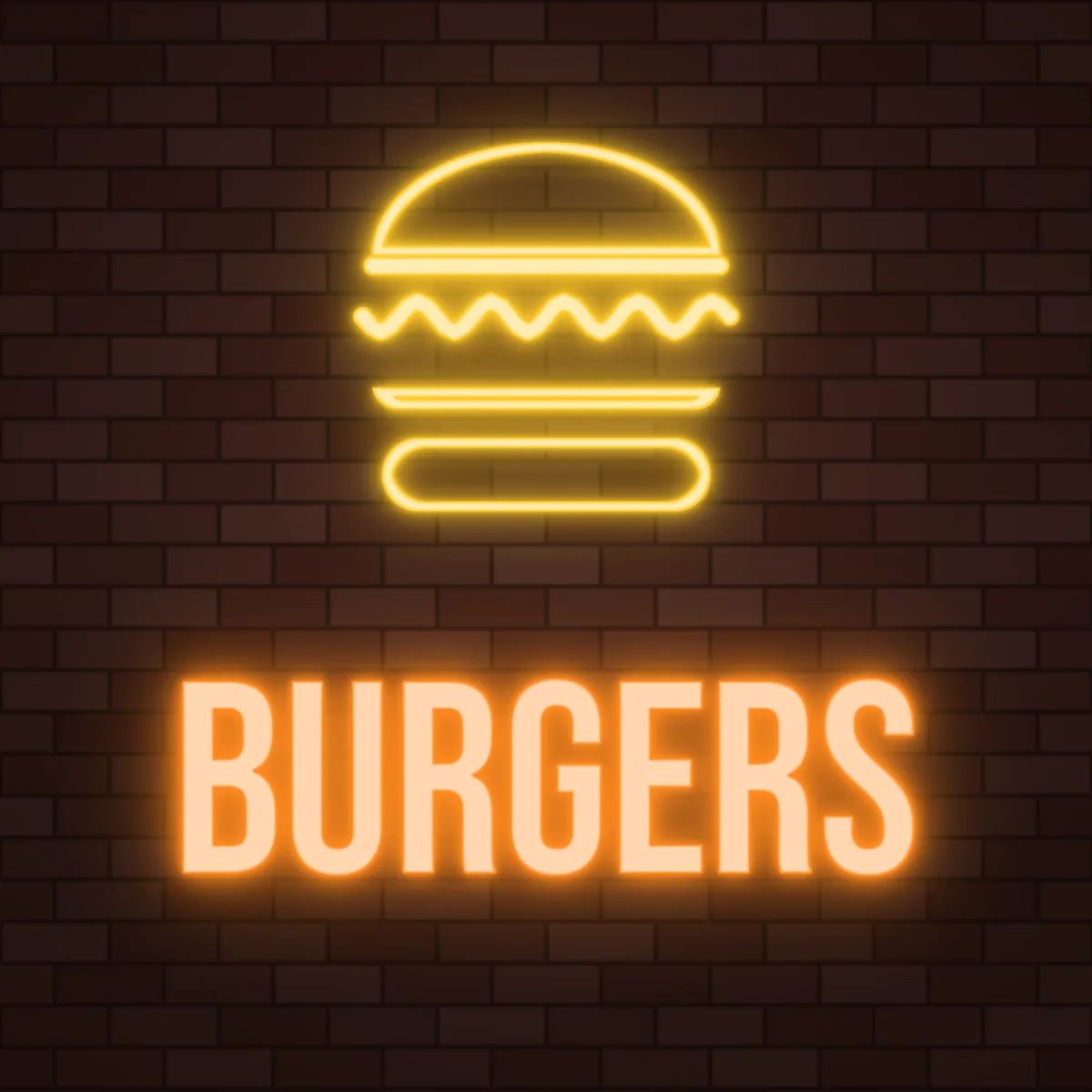 Burger Joint Neon Sign on a brick wall (design render)