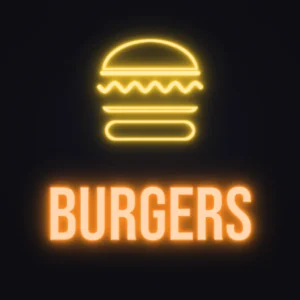 Burger Joint Neon Sign — Orange LED neon (design render)