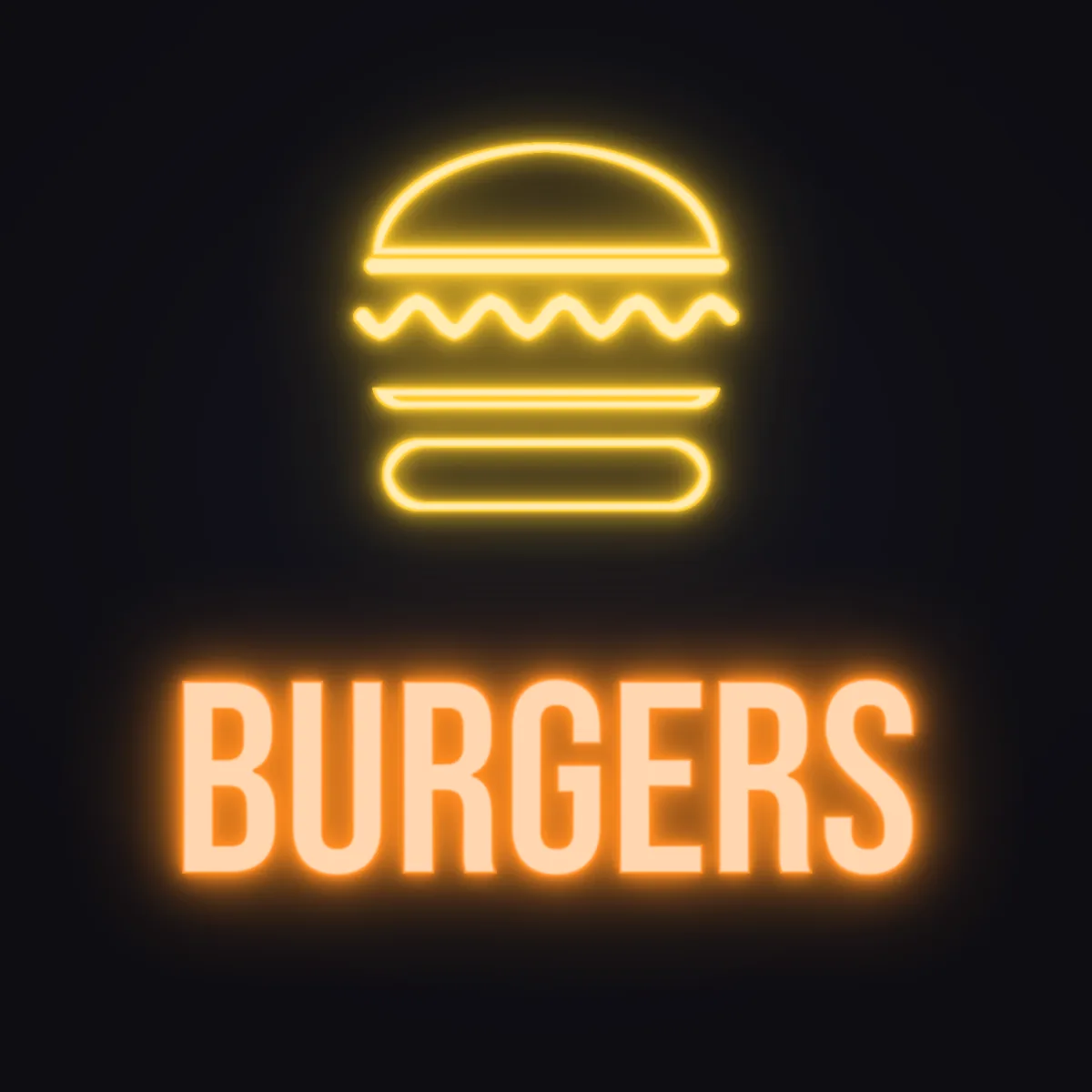 Burger Joint Neon Sign — Orange LED neon (design render)