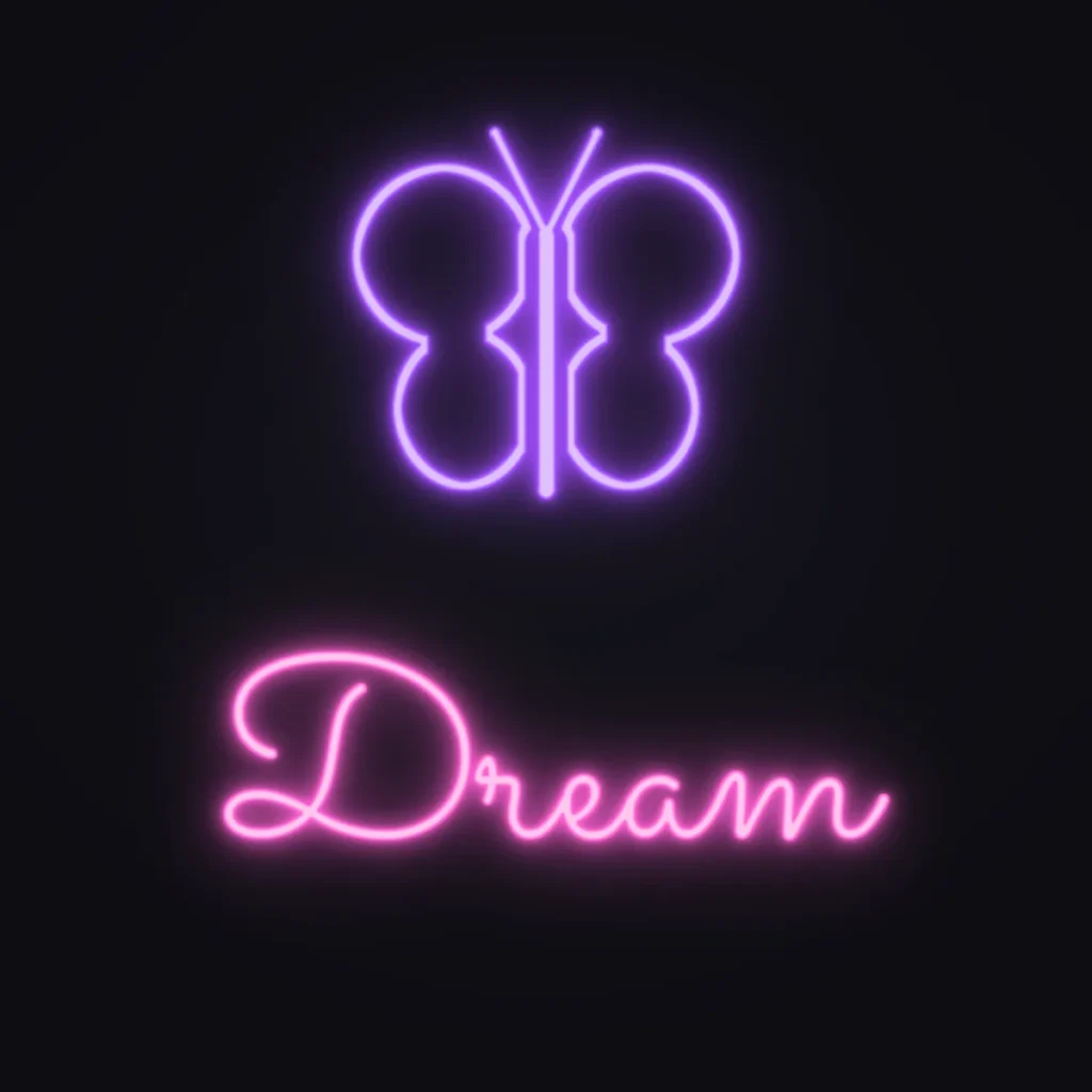 Butterfly Dream Neon Sign — Pink LED neon (design render)