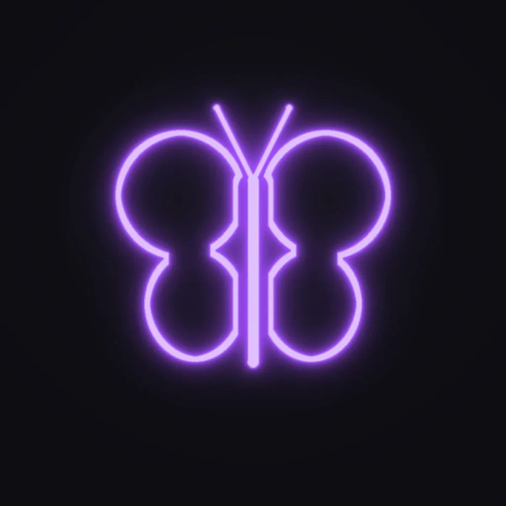 Butterfly Neon Sign — Purple LED neon (design render)