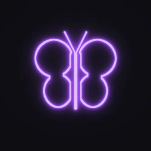 Butterfly Neon Sign — Purple LED neon (design render)