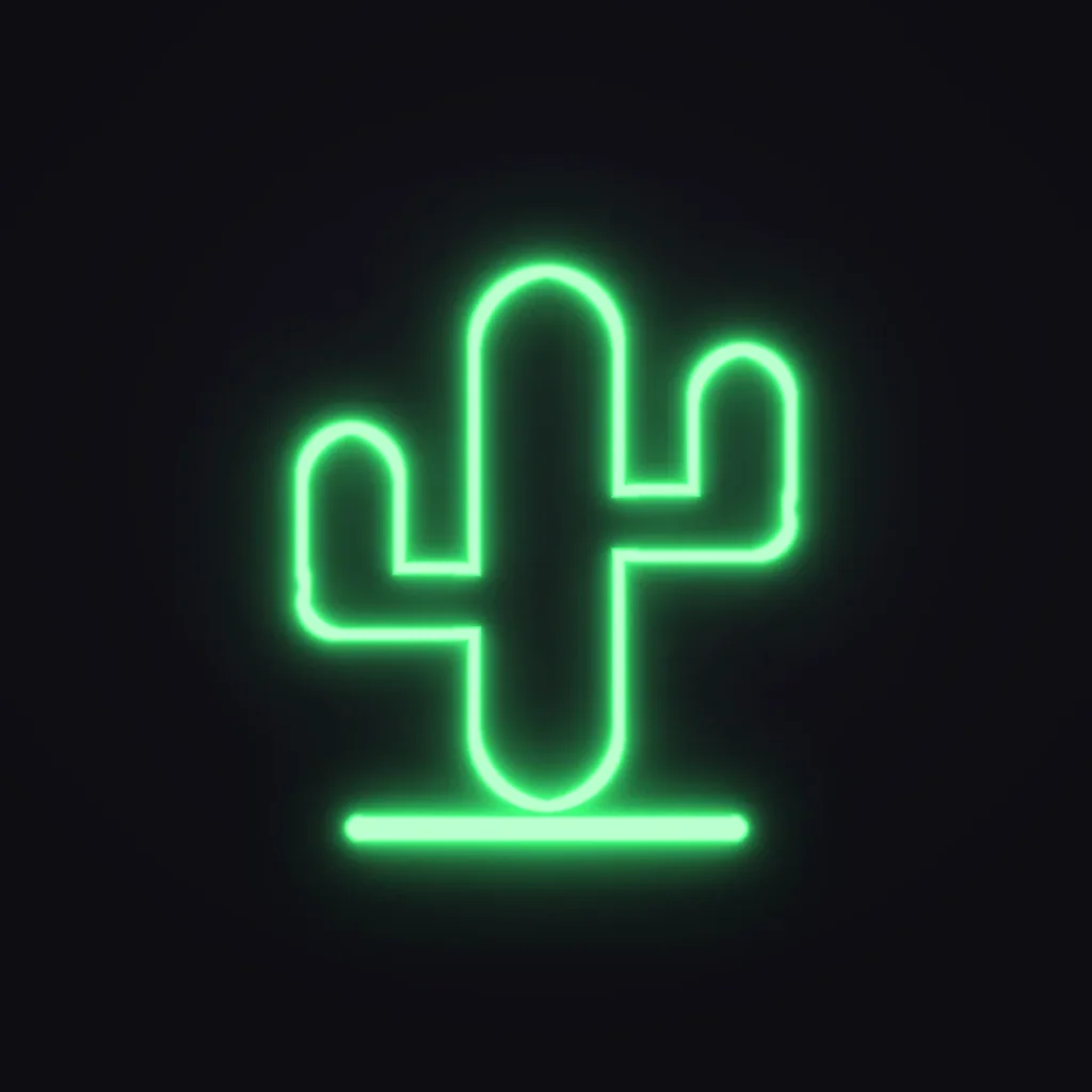 Cactus Neon Sign — Green LED neon (design render)