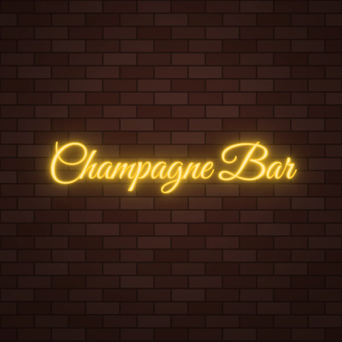 Champagne Bar Neon Sign on a brick wall (design render)